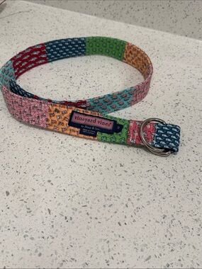 Vineyard Vines Multicolor Patchwork D-Ring Fabric Belt small